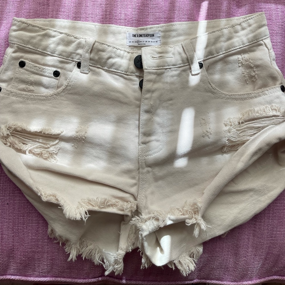 ONETEASPOON White Jean Shorts